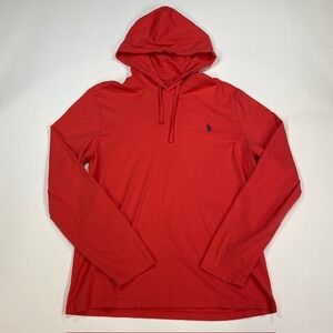 Ralph Lauren Polo Lightweight‎ Hoodie Red Long Sleeve Pony Logo Mens Size M